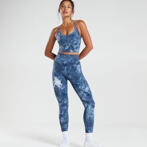 Gymshark Elevate Longline Sports Bra and Leggings Lakeside Blue Size Medium